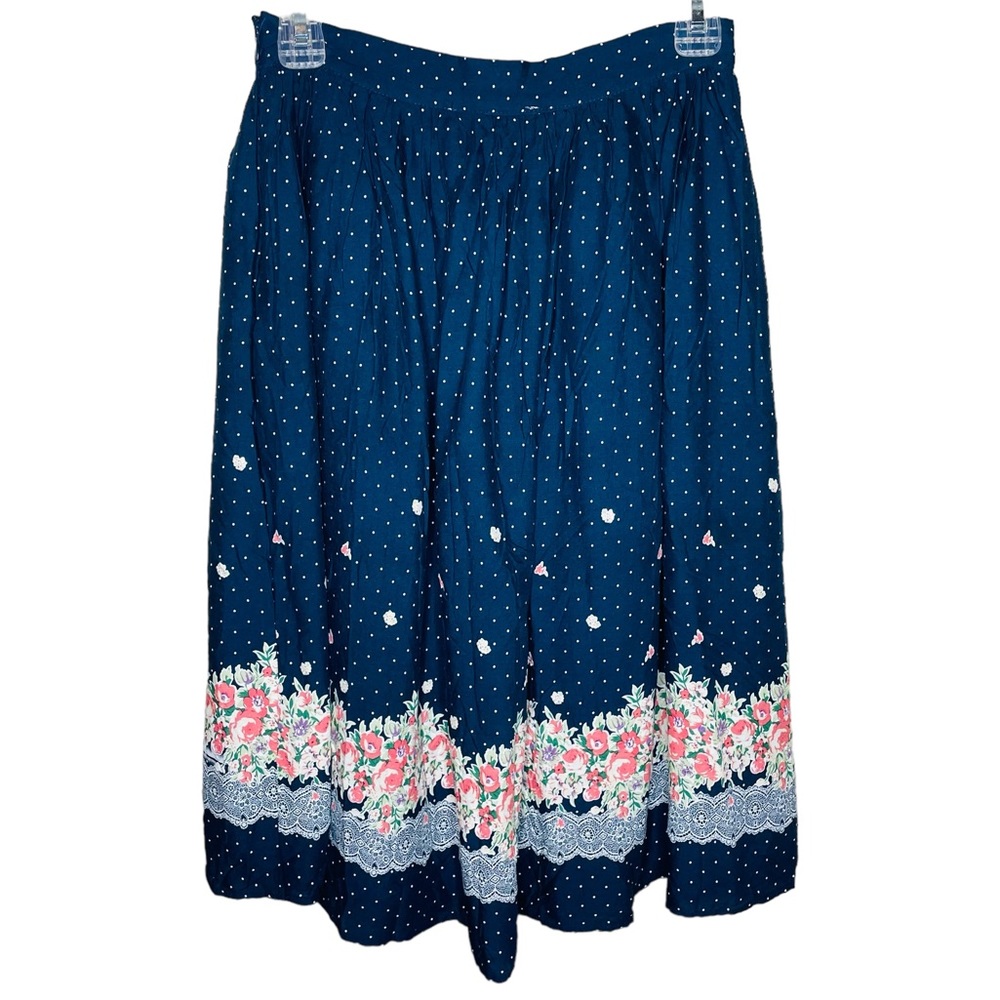 Comme Toi Navy Floral Midi Skirt